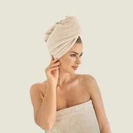 Okrycia kąpielowe dla dzieci - Turban Sauna 70x31 beżowy - miniaturka - grafika 1