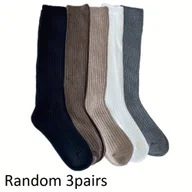 Skarpetki damskie - TEMU 3 Pary Damskich Skarpet Termicznych Kompresyjnych - Wzmocnienie Łydki, Antypoślizgowe, Wielokolorowe Czarny/Beżowy/Biały/Szary - Idealne do - miniaturka - grafika 1