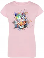 Koszulki i topy damskie - Tygrys Kolorowy Damski Modny T-shirt Nadruk R.XXL - miniaturka - grafika 1