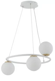 Sigma biało-złota lampa sufitowa nad stół 33384 GAMA KOŁO 3 nowoczesny żyrandol do sypialni szklane kule 33384 - Lampy sufitowe - miniaturka - grafika 1