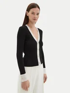 Swetry damskie - Motivi Kardigan M4376000732N Czarny Slim Fit - miniaturka - grafika 1