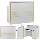 Lady recepcyjne - Recepcja fryzjerska lakierowana Alexa 120 cm kosmetyczna do salonu gabinetu SPA szary - miniaturka - grafika 1