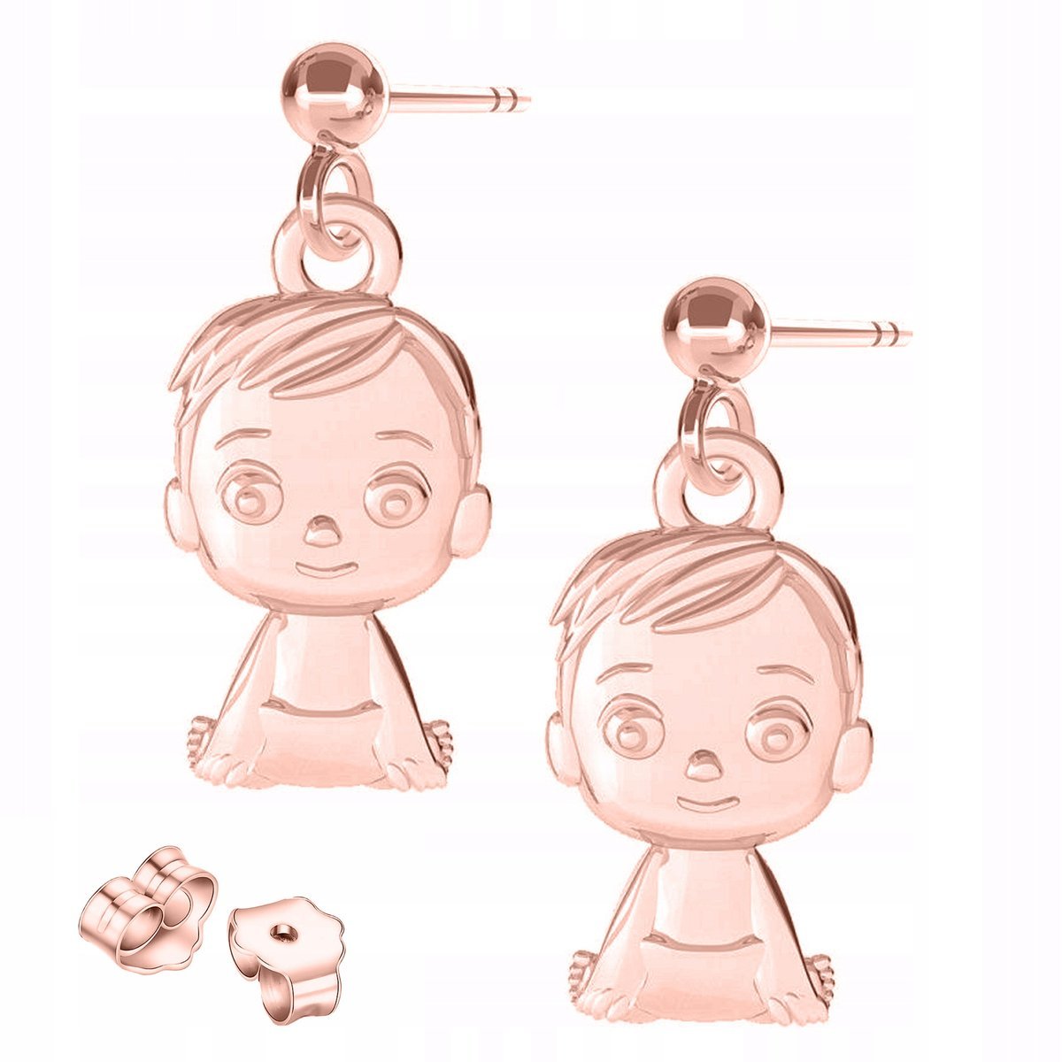 Kolczyki Pozłacane Blaszki z Chłopcami Rodzina Family Chłopiec SREBRO 925