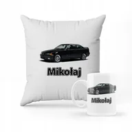 Gadżety dla niej i dla niego - ZESTAW PODUSZKA + KUBEK PREZENT DLA DZIECKA BMW AUTO SAMOCHÓD + IMIĘ - miniaturka - grafika 1