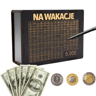 SKARBONKA WYKREŚLANA PREZENT CEL 5000 PERSONALIZACJA CZARNA NA WAKACJE - Skarbonki - miniaturka - grafika 1
