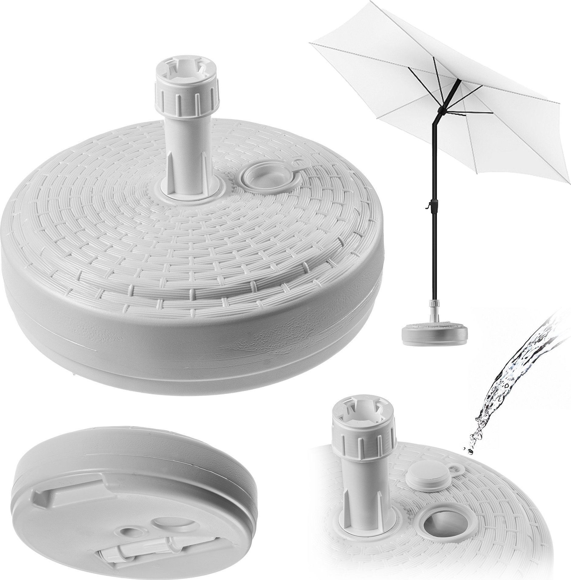 Kadax Podstawa Parasola Stojak Pod Parasol Ogrodowy Okrągły 39cm Obciążnik Biała