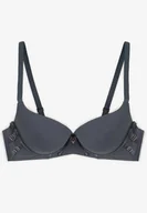 Biustonosze - Granatowy Biustonosz Miseczka B Push-Up na Regulowanych Ramiączkach Ozdobiony Aplikacją Alerisia - Renee - miniaturka - grafika 1