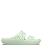 Klapki i japonki damskie - Crocs Klapki Classic Floral Cutout Sandal 210966 Zielony - miniaturka - grafika 1
