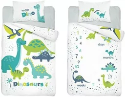 Detexpol Pościel bambusowa 90x120 3948 A Dino dinozaury turkusowa zielona mam już tyle miesięcy i dni poszewka 40x60 dziecięca Bambus 103 - Pościel dla dzieci - miniaturka - grafika 1