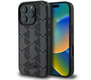 Lacoste Blend Monogram MagSafe do iPhone 16 Pro Max Czarny - Etui i futerały do telefonów - miniaturka - grafika 1