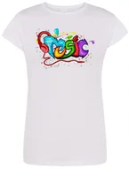 Koszulki i topy damskie - T-Shirt damski kolorowy nadruk MUSIC r.M - miniaturka - grafika 1