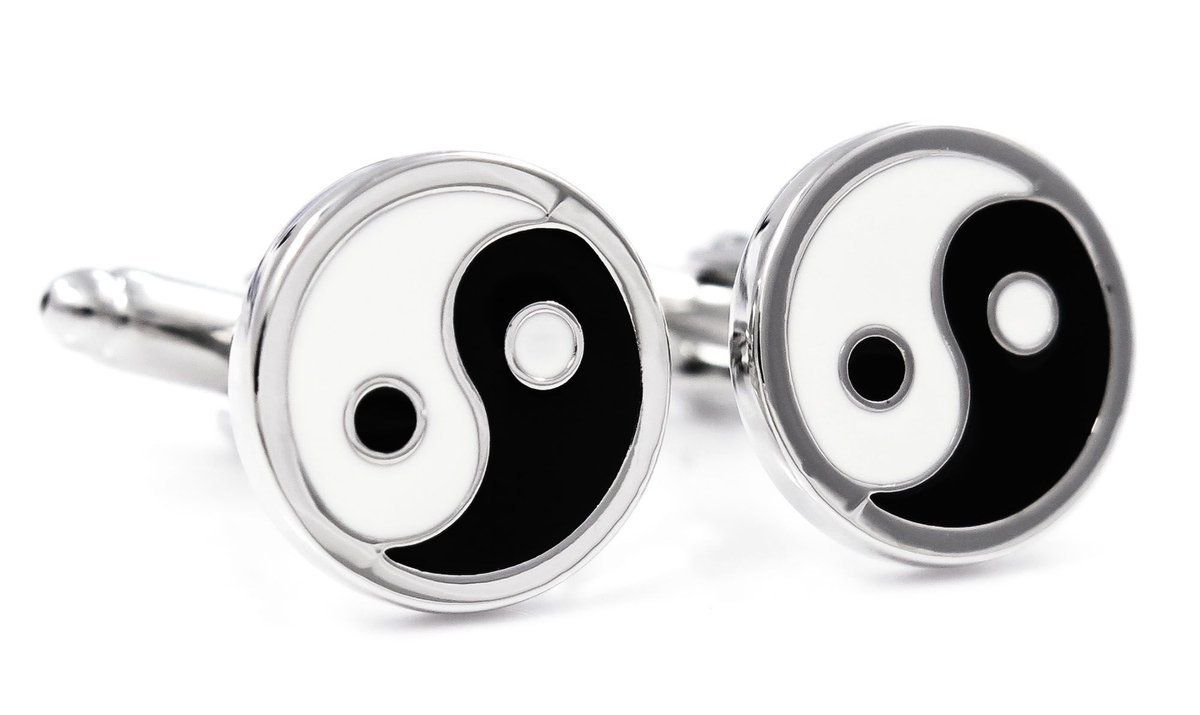 Biało-czarne spinki do mankietów - Yin i Yang U33