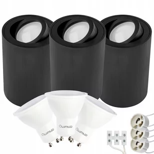 Zestaw 3x Oprawa Natynkowa HALOGENOWA Tuba Spot OH36L Okrągła Czarna Ruchoma 115mm KOBI + LED GU10 6W 3000K - Oprawy, klosze i abażury - miniaturka - grafika 1