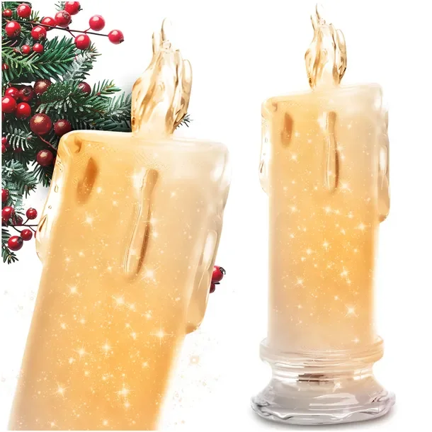 Świeczka Elektryczna Wkład Do Zniczy Led Świeca Na Baterie Brokatowa 18cm