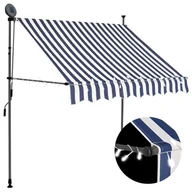 Markizy - vidaXL Ręcznie zwijana markiza z LED, 200 cm, niebiesko-biała vidaXL - miniaturka - grafika 1