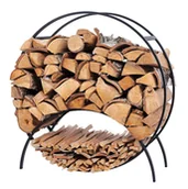 Akcesoria kominkowe - Elior Czarny okrągły nowoczesny stojak na drewno 70 cm B0-N29 - miniaturka - grafika 1