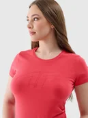 Koszulki i topy damskie - T-shirt elastyczny slim gładki damski 4F - miniaturka - grafika 1