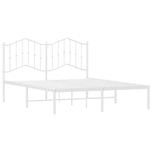 Metalowa rama łóżka z wezgłowiem biała, 140x200 cm Lumarko! - Łóżka - miniaturka - grafika 5