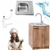 Szafki kuchenne - Szafka Kuchenna 60 x50 Dąb Złoty + Zlewozmywak Deante + Bateria Chrom Syfon - miniaturka - grafika 1