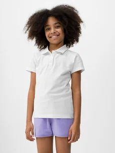 Koszulka polo regular dziewczęca 4F 4FJWSS24TTSHF1148-10S Biały - Moda i Uroda OUTLET - miniaturka - grafika 1