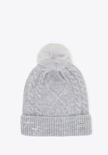 Damska czapka z pomponem i kokardami szara - Czapki damskie Damska czapka z pomponem i kokardami szara - Czapki damskie - miniaturka - grafika 1