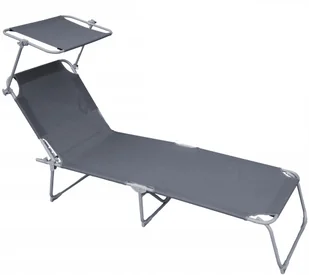 Leżak z regulowanym oparciem i daszkiem szary B6-B61 - Leżaki ogrodowe - miniaturka - grafika 1