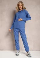 Dresy damskie - Niebieski 2-częściowy Komplet Dresowy z Bluzą i Spodniami Orifira - miniaturka - grafika 1