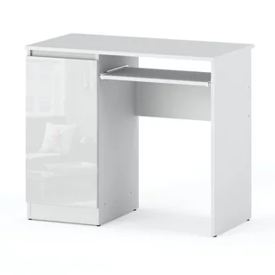 Biurko Gamingowe Komputerowe Szkolne Białe Połysk 90 CM Z 2 Półkami - Biurka gamingowe - miniaturka - grafika 1