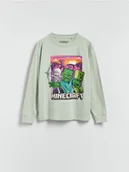 Bluzki dla chłopców - Reserved - Longsleeve Minecraft - jasnozielony - miniaturka - grafika 1