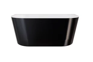 Wanna wolnostojąca Besco Vica New 150x80 cm owalna czarny połysk syfon klik klak chrom WAS-15VNBO - Wanny - miniaturka - grafika 1