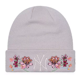 Czapka zimowa damska NEW ERA NY Yankees Floral Cuff Knit Beanie beżowa - Czapki damskie - miniaturka - grafika 1