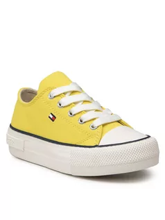 Buty dla dziewczynek - Tommy Hilfiger Trampki Low Cut Lace-Up Sneaker T3A4-32118-0890 M Żółty - grafika 1