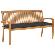 Ławki ogrodowe - VidaXL Sztaplowana ławka ogrodowa z poduszką, 159 cm, drewno tekowe 3063321 VidaXL - miniaturka - grafika 1