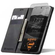 Szkła hartowane na telefon - Etui z klapką Supero Business Wallet Case do iPhone 17 Pro, czarne + szkło - miniaturka - grafika 1