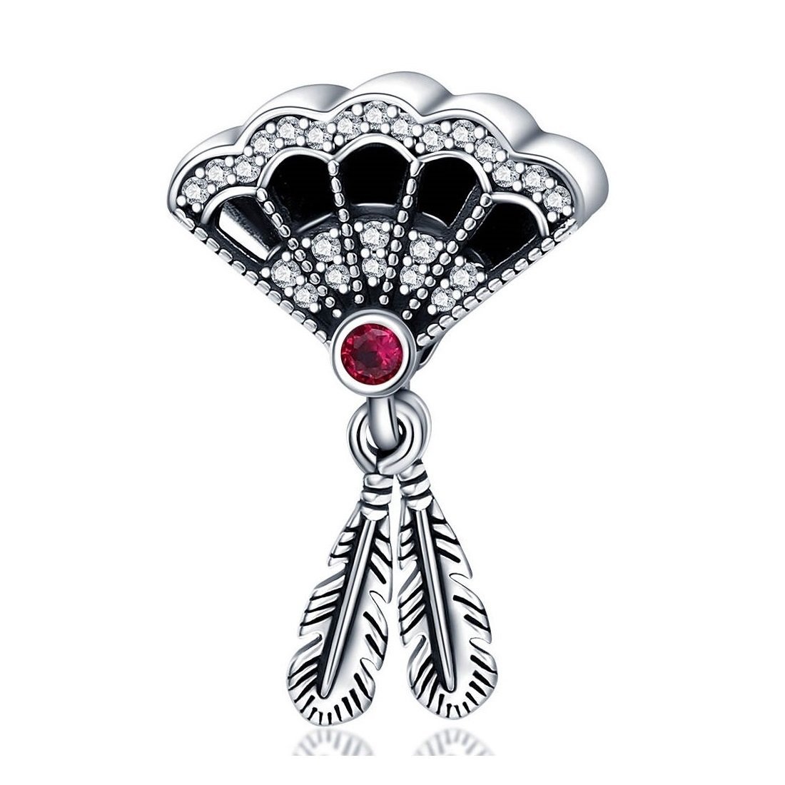 Zawieszka Srebro 925 Charms Koralik Łapacz Snów Pióropusz