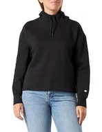 Bluzy damskie - Champion Legacy American Classics W-Light Powerblend Fleece Boxy Damska bluza z kapturem, Czarny, M - miniaturka - grafika 1