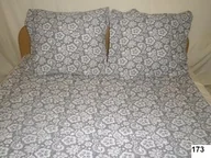 Pościel - Karo Pościel z kory 140x200 173 szara białe kwiatki guziki 100% bawełna gruba - miniaturka - grafika 1