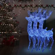 Oświetlenie świąteczne - vidaXL Renifery z akrylu XXL, 3 szt., 250 niebieskich LED, 180 cm - miniaturka - grafika 1