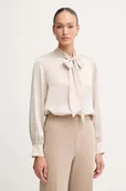 Koszule damskie - Joop! koszula damska kolor beżowy relaxed z wiązanym dekoltem 30048645 - miniaturka - grafika 1