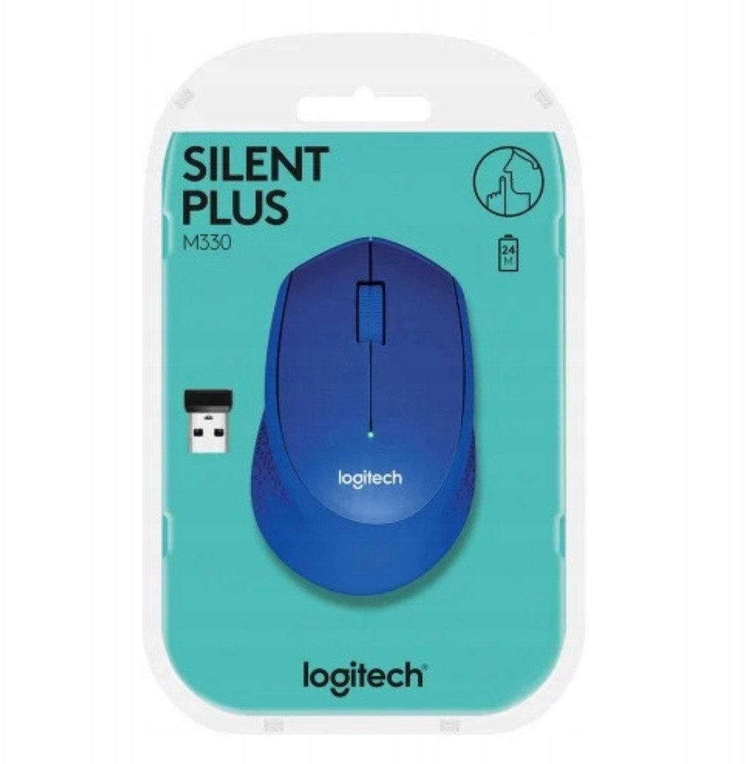Mysz Bezprzewodowa Logitech M330 Silent Plus Niebieska 1000 DPI USB 2,4GHz