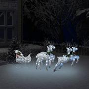 Oświetlenie świąteczne - vidaXL vidaXL Renifery z saniami, dekoracja do ogrodu, 100 diod LED, srebrne - miniaturka - grafika 1