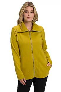 Ulla Popken Damska bluza z drapażowym kołnierzem, żółty, 46-48 duże rozmiary - Bluzy damskie - miniaturka - grafika 1
