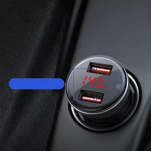 Baseus ładowarka samochodowa USB / USB Typ C 45 W 5 A SCP Quick Charge 4.0+ Power Delivery 3.0 ekran LCD szary (CCBX-C0G) - Ładowarki samochodowe - miniaturka - grafika 9