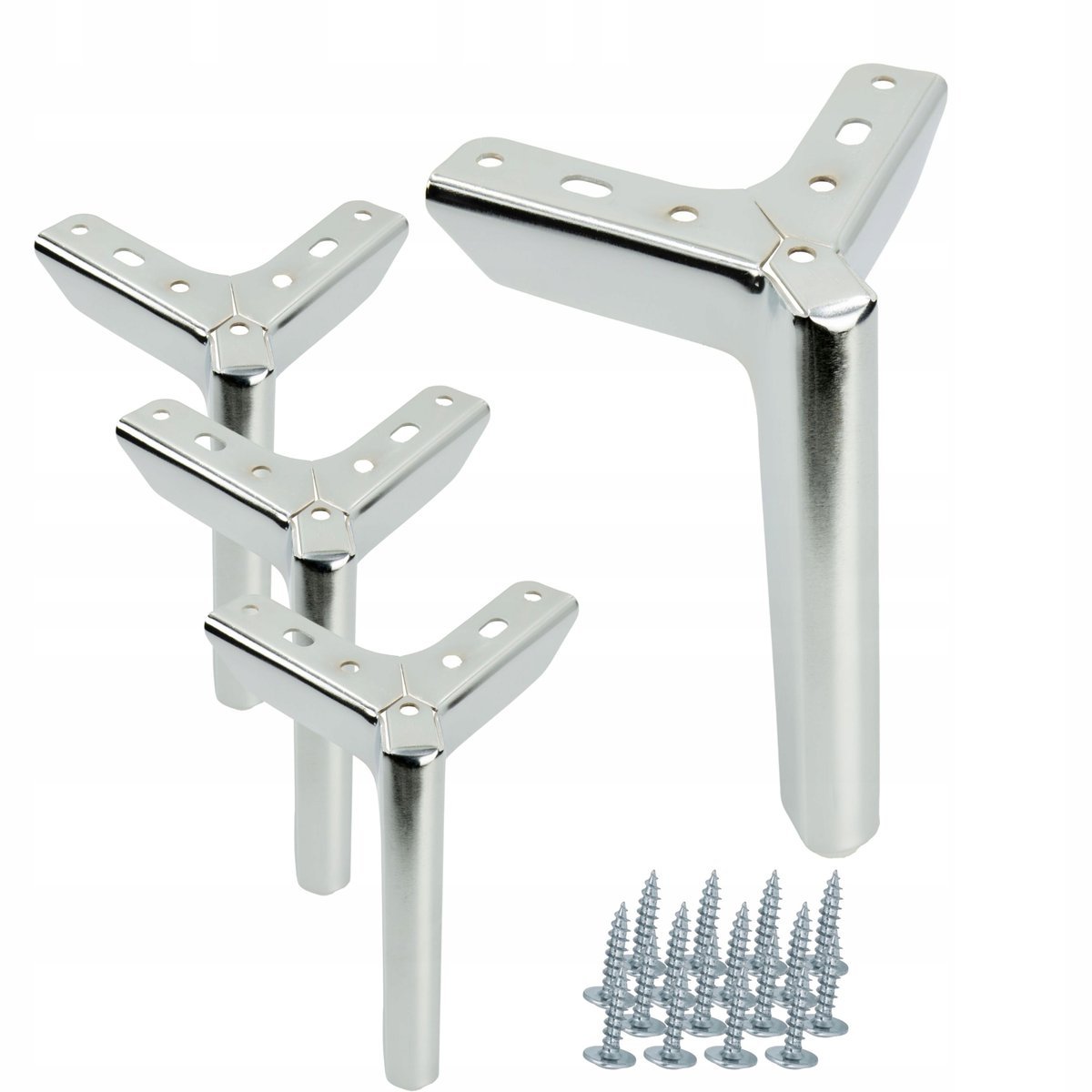 Zestaw 4 sztuk noga meblowa Kotwica Loft srebrny chrom wysokość 15 cm nóżki