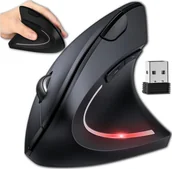 Myszki - Alogy Myszka bezprzewodowa wertykalna mysz gamingowa pionowa ergonomiczna do laptopa PC praworęczna cicha Czarna - miniaturka - grafika 1