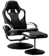 Fotele gamingowe - Czarno-biały ergonomiczny fotel z podnóżkiem - Peni - miniaturka - grafika 1