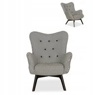 Fotele - Fotel uszak skandynawski Luna Print Pepitka 3D - miniaturka - grafika 1