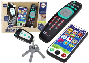 Zestaw Zabawek Dla Malucha Pilot Kluczyki Telefon Światła Dźwięki - Grzechotki dla dzieci - miniaturka - grafika 1
