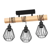 Lampy sufitowe - Lampa sufitowa Tabodi czarna z drewnem 3 x E27 Inspire - miniaturka - grafika 1
