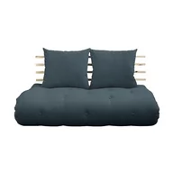 Sofy i kanapy - Sofa rozkładana z niebieskim obiciem Karup Design Shin Sano Natural/Petrol Blue - miniaturka - grafika 1